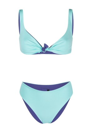 Fisico logo-patch two-tone bikini - Blue