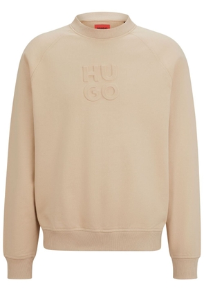 HUGO logo-embossed cotton sweatshirt - Neutrals