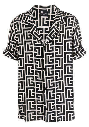 Balmain geometric-print short-sleeve shirt - Black