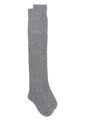 Prada embroidered-logo cashmere socks - Grey