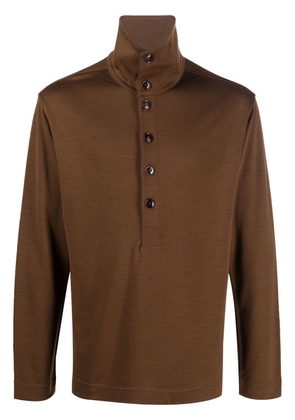 LEMAIRE buttoned-up high-neck jumper - Brown
