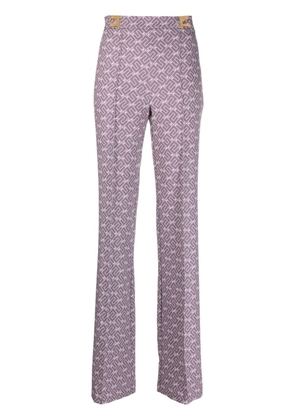 Elisabetta Franchi logo-print flared trousers - Purple