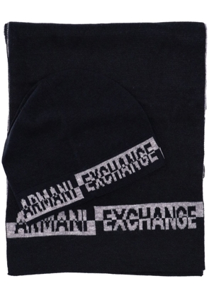 Armani Exchange intarsia-knit logo scarf - Black