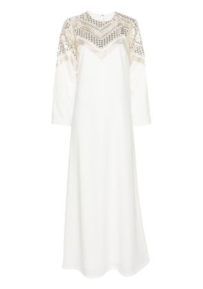BAZZA ALZOUMAN sequin-embellished kaftan maxi dress - White