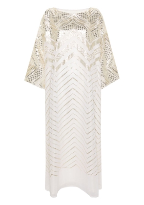BAZZA ALZOUMAN sequined kaftan maxi dress - White