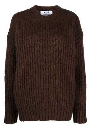 MSGM logo-patch ribbed-knit jumper - Brown