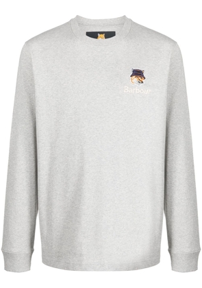Maison Kitsuné x Barbour logo-embroidered cotton T-shirt - Grey
