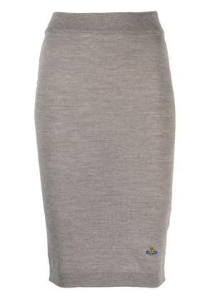 Vivienne Westwood Bea Orb-embroidered knitted skirt - Neutrals