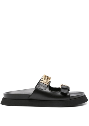 Moschino logo-lettering buckle sandals - Black