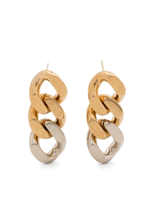 Saint Laurent Pre-Owned triple-link polished drop earrings - Gold