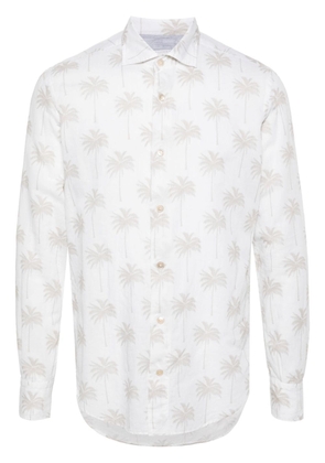 Eleventy palm-tree print shirt - White