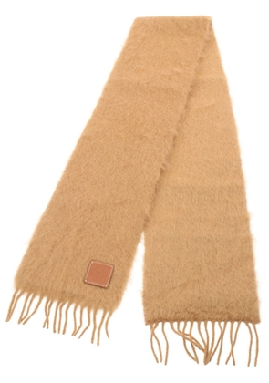 Loewe Pre-Owned 2000s Anagram-appliqué fringed scarf - Light Brown