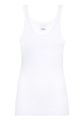 Allude lace-trim ribbed tank top - White