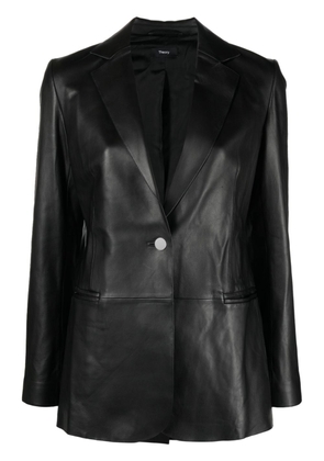 Theory single-breasted leather blazer - Black