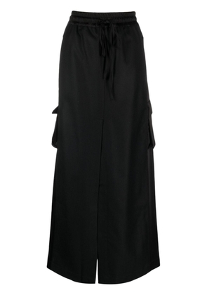 Andrea Ya'aqov drawstring cargo maxi skirt - Black