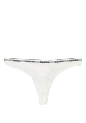 Calvin Klein logo-waistband mid-rise thong - White