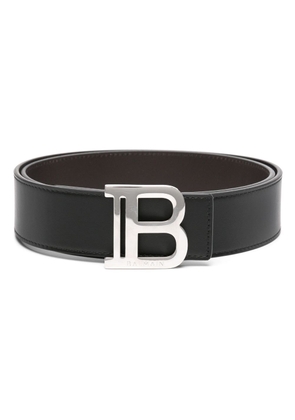 Balmain logo-plaque leather belt - Black