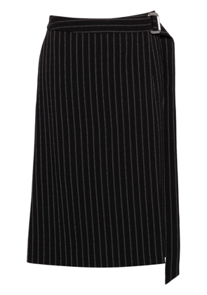 AMI Paris buckled striped midi skirt - Black