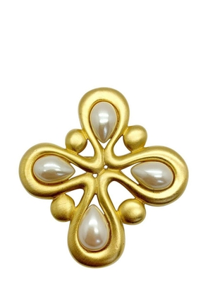 Givenchy Pre-Owned Vintage Givenchy teardrop pearl brooch 1980s - Gold