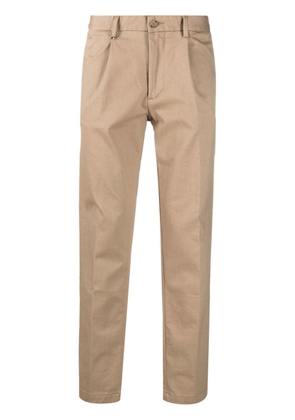 BOSS pleat-front cotton blend trousers - Neutrals