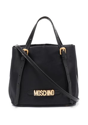 Moschino logo-plaque tote bag - Black
