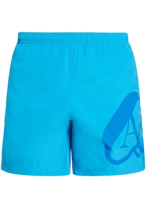 Alexander McQueen logo-print swim shorts - Blue