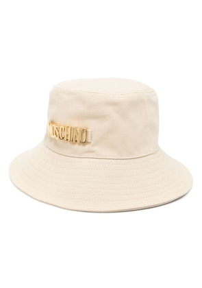 Moschino logo-lettering cotton bucket hat - Neutrals