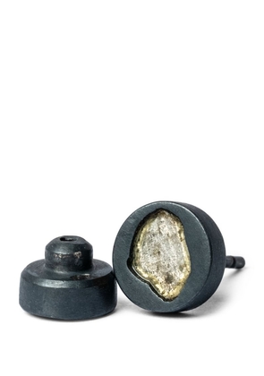 Parts Of Four Oxidised Sterling Silver And Yellow Diamond Single Stud Earring