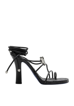 Burberry Leather Ivy Shield Heeled Sandals 105