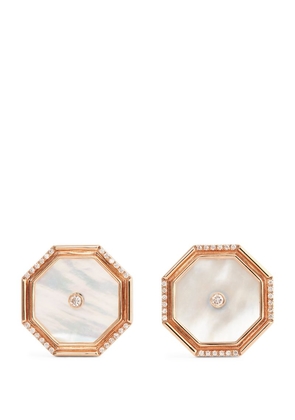 L'Atelier Nawbar Rose Gold, Diamond And Mother-Of-Pearl Amulets Of Light Earrings