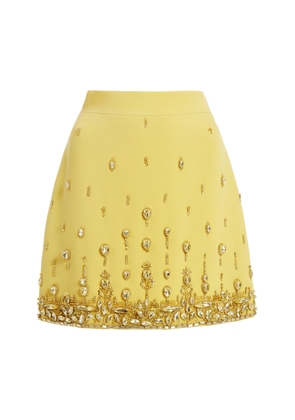Zuhair Murad - Crystal-Embellished Cady Mini Skirt - Yellow - FR 32 - Moda Operandi