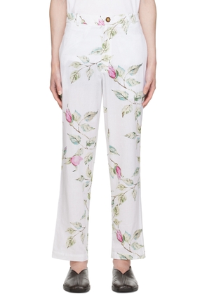 HARAGO White Floral Trousers