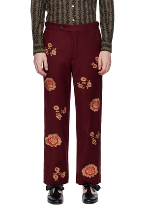 Bode Burgundy Rococo Trousers