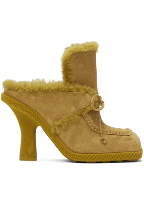 Burberry Yellow Shearling Highland Mules