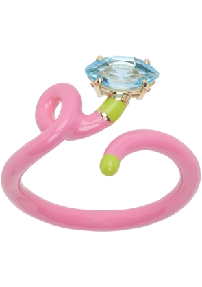 Bea Bongiasca Pink & Green Baby Vine Tendril Ring