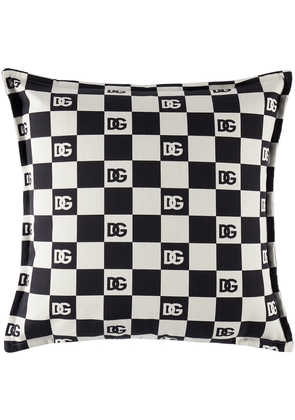 Dolce & Gabbana Black & White Checkered DG Logo Cushion