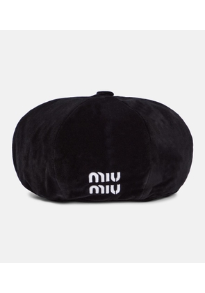 Miu Miu Logo cotton velvet beret