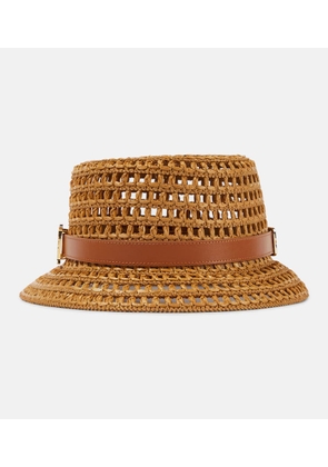 Max Mara Uccio crochet leather-trimmed bucket hat