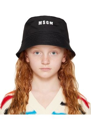 MSGM Kids Kids Black Logo Bucket Hat