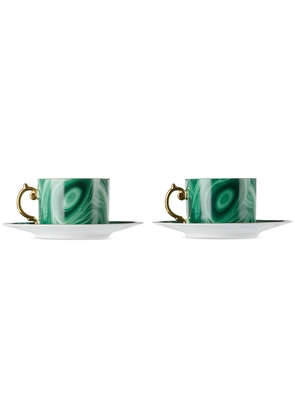 L'OBJET Green Malachite Tea Cup & Saucer Set, 8 oz