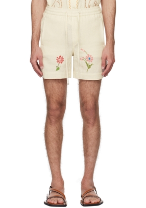HARAGO Off-White Cross-Stitch Shorts