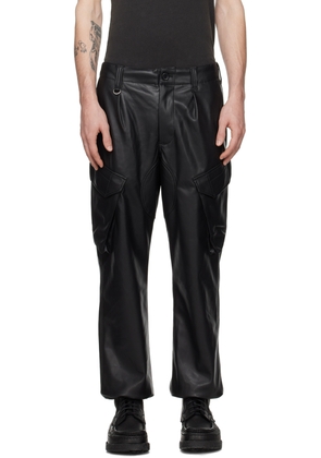 SOPHNET. Black Sustainable Faux-Leather Cargo Pants