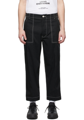 Moncler Black Contrast Stitch Cropped Trousers