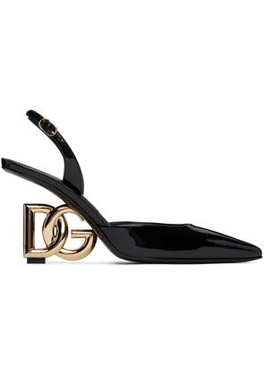 Dolce & Gabbana Black Patent Leather Slingback Heels
