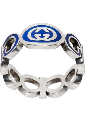 Gucci Silver & Blue Band Ring