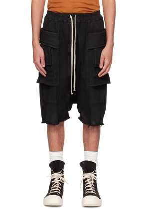 Rick Owens DRKSHDW Black Creatch Cargo Pods Denim Shorts