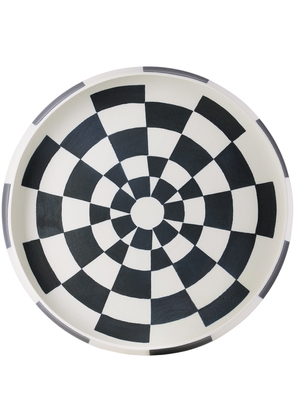 L'OBJET White & Black Damier Round Platter