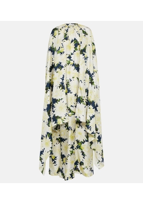 Oscar de la Renta Floral silk cape gown