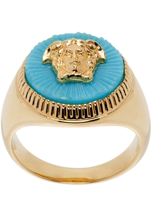 Versace Gold & Blue Medusa Biggie Ring