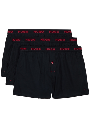 Hugo Three-Pack Black Logo Boxers
